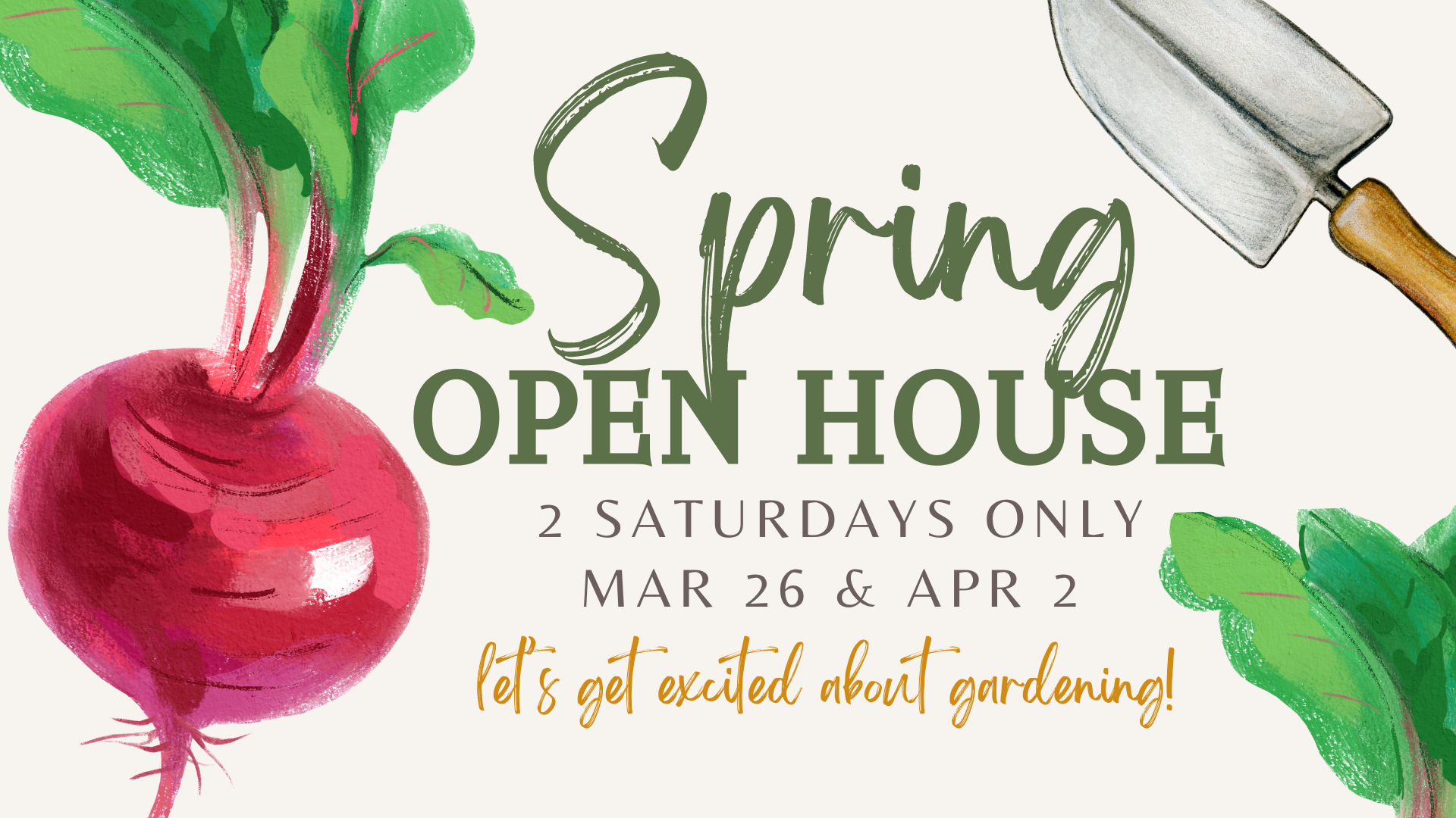 Prairie Gardens 2022 Spring Open House - 2 Saturdays - March 26 and April 2