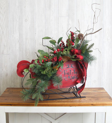 Christmas Floral Arrangement Sleigh